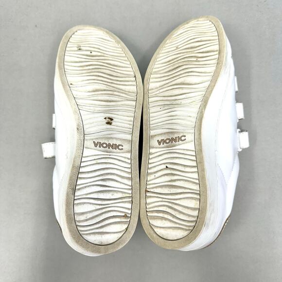 Vionic Bobbi velcro hook and loop white sneaker gold accent Size 8.5 comfort - Picture 12 of 13